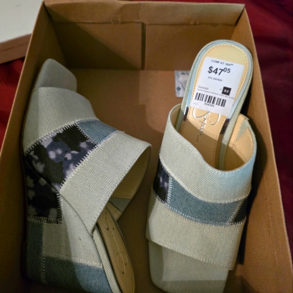 Denim Peep toe Wedges